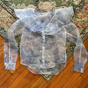 Sheer Laura Ashley x UO Toile Pattern Blouse